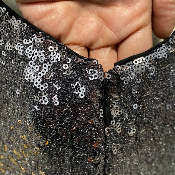 Rachel Zoe Long Sleeve Charcoal Sequin Mini Dress Size 8 - Picture 8 of 11
